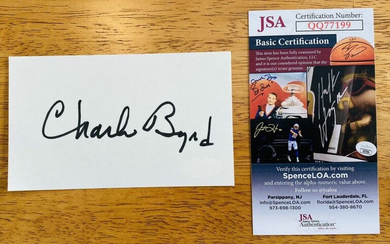 CHARLIE BYRD SIGNED AUTOGRAPHED 3×5 CARD JSA CERT JAZZ GUITARIST BOSSA NOVA
 COLLECTIBLE MEMORABILIA