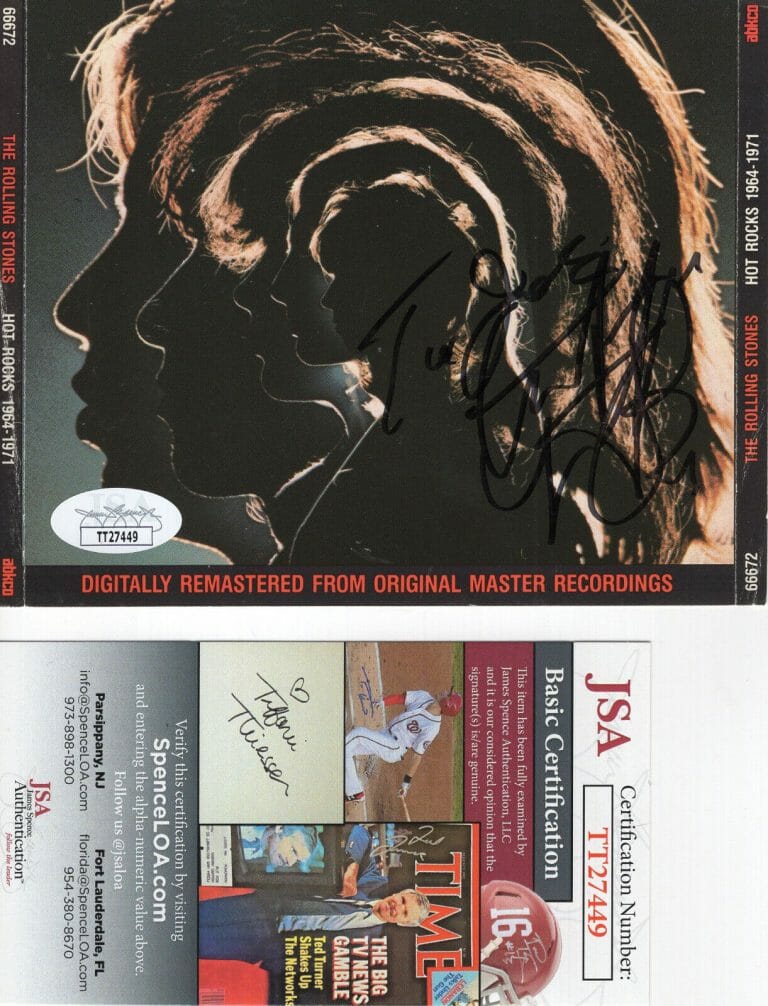CHARLIE WATTS HAND SIGNED HOT ROCKS CD INSERT INSCRIBED TO JOE JSA COLLECTIBLE MEMORABILIA