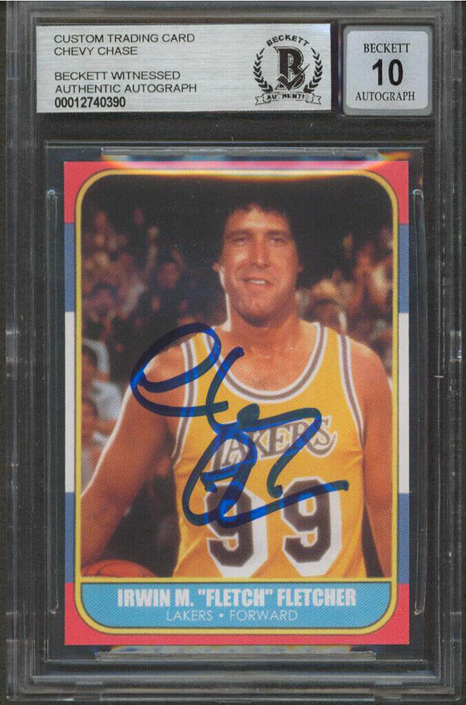 CHEVY CHASE FLETCH AUTHENTIC SIGNED CUSTOM TRADING CARD AUTO 10! BAS SLABBED 2 COLLECTIBLE MEMORABILIA
