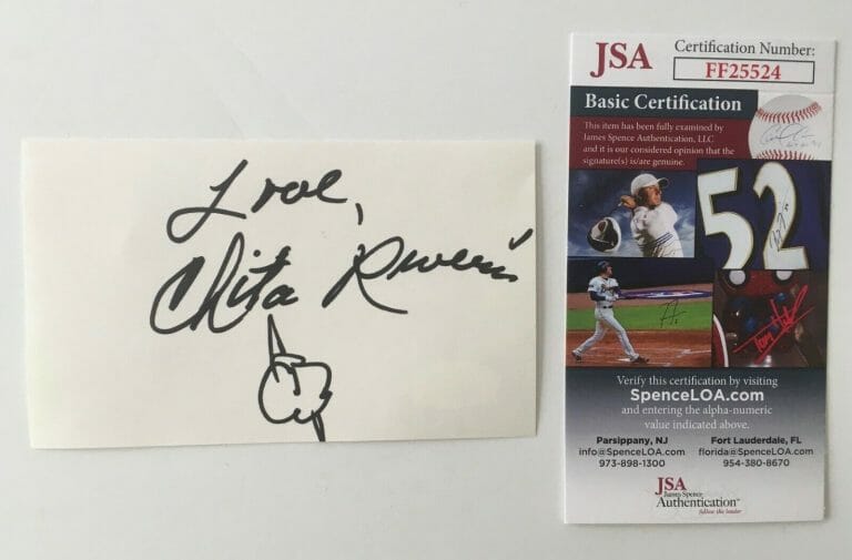 CHITA RIVERA SIGNED AUTOGRAPHED 3×5 CARD JSA CERTIFIED BROADWAY
 COLLECTIBLE MEMORABILIA