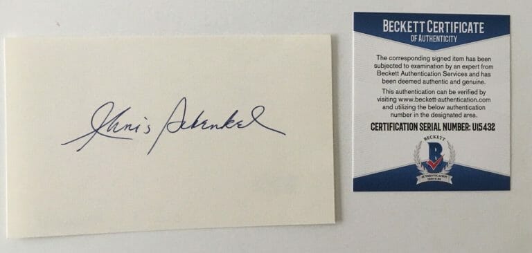 CHRIS SCHENKEL SIGNED AUTOGRAPHED 3×5 CARD BAS BECKETT CERT SPORTS ANNOUNCER
 COLLECTIBLE MEMORABILIA