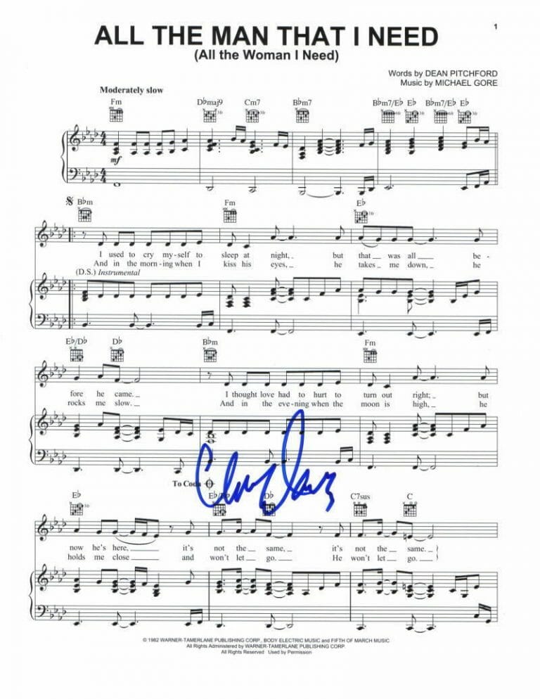 CLIVE DAVIS SIGNED AUTOGRAPH ALL THE MAN THAT I NEED SHEET MUSIC WHITNEY HOUSTON COLLECTIBLE MEMORABILIA