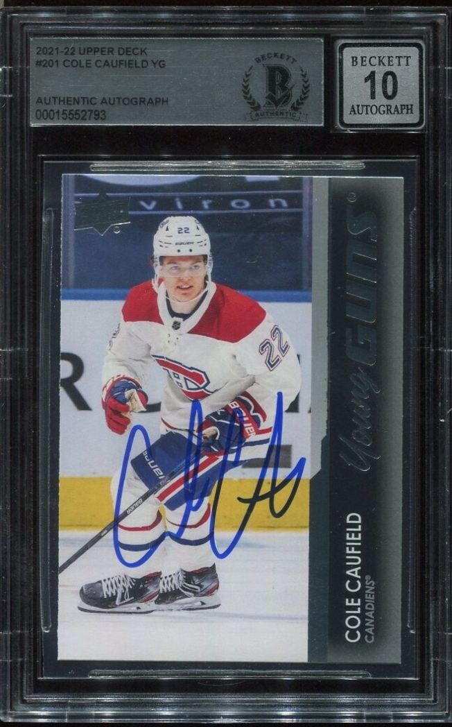 COLE CAUFIELD signed auto 2021-22 UD YOUNG GUNS ROOKIE CARD RC YG ...