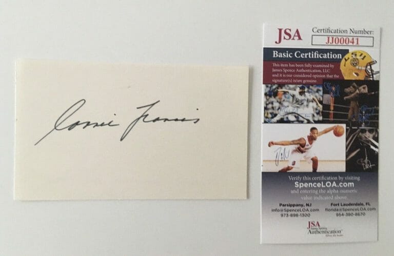 CONNIE FRANCIS SIGNED AUTOGRAPHED 3×5 CARD JSA CERTIFIED SINGER ACTOR
 COLLECTIBLE MEMORABILIA