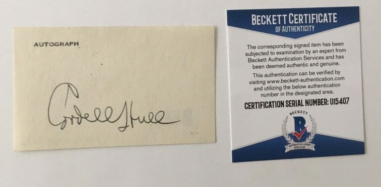 CORDELL HULL SIGNED AUTOGRAPHED 2×3.5 CARD BAS BECKETT SECRETARY OF STATE NOBEL
 COLLECTIBLE MEMORABILIA