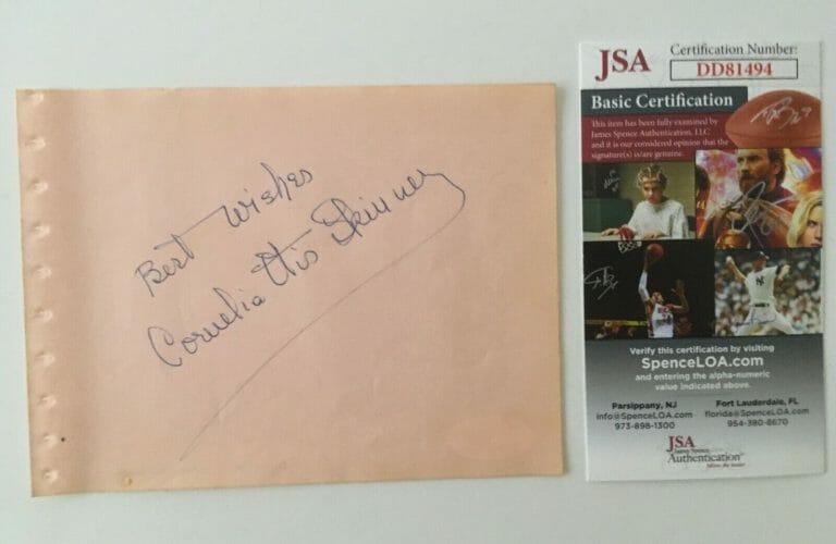 CORNELIA OTIS SKINNER SIGNED AUTOGRAPHED 4.5 X 6 ALBUM PAGE JSA CERTIFIED
 COLLECTIBLE MEMORABILIA