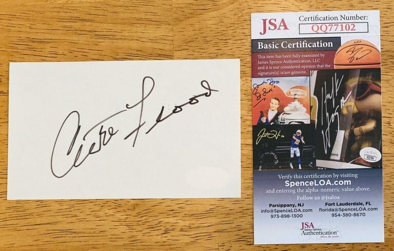 CURT FLOOD SIGNED AUTOGRAPHED 3×5 CARD JSA CERTIFIED ST LOUIS CARDINALS
 COLLECTIBLE MEMORABILIA