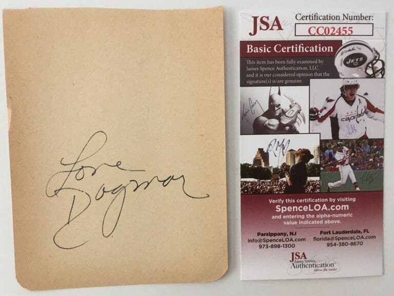DAGMAR SIGNED AUTOGRAPHED 3.75 X 5 ALBUM PAGE JSA CERTIFIED
 COLLECTIBLE MEMORABILIA