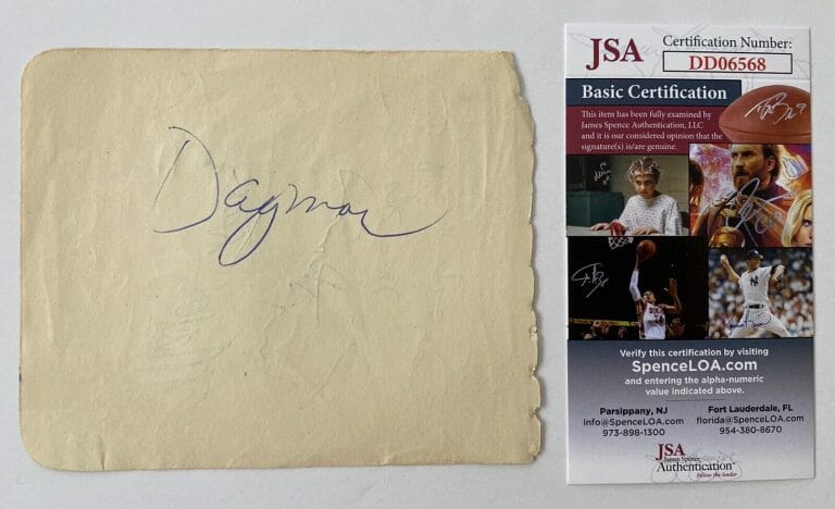 DAGMAR SIGNED AUTOGRAPHED 4.5 X 5.5 ALBUM PAGE JSA CERTIFIED
 COLLECTIBLE MEMORABILIA
