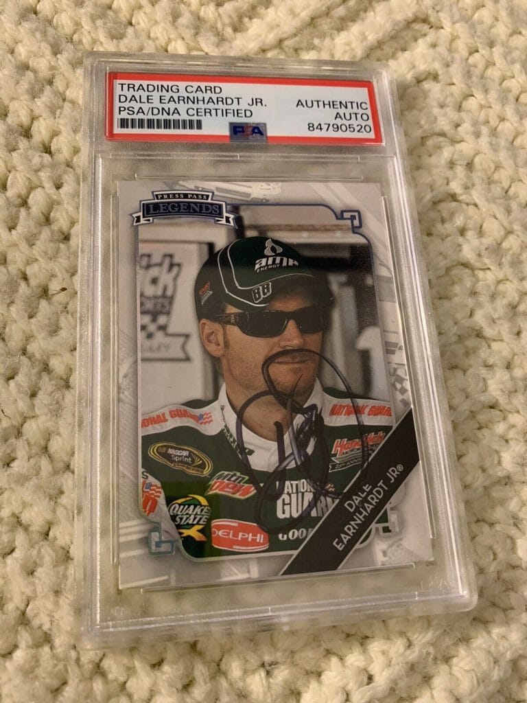 DALE EARNHARDT JR SIGNED 2009 PRESS PASS LEGENDS CARD #43 PSA /DNA SLAB COA
 COLLECTIBLE MEMORABILIA