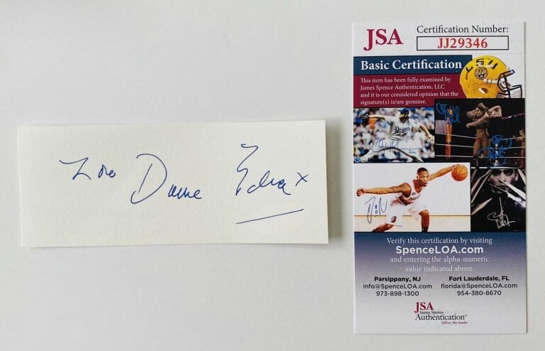 DAME EDNA SIGNED AUTOGRAPHED 2×5 CARD JSA CERTIFIED BARRY HUMPHRIES
 COLLECTIBLE MEMORABILIA