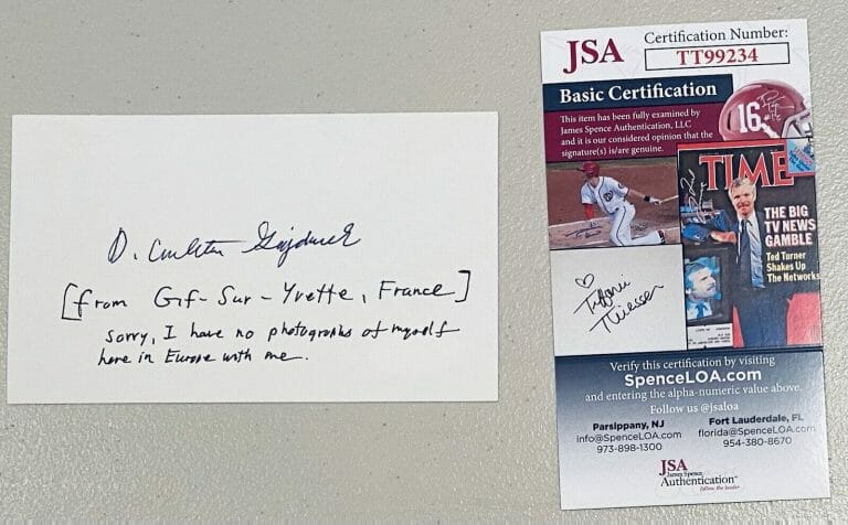 DANIEL CARLETON GAJDUSEK SIGNED AUTOGRAPHED 3×5 CARD JSA CERT NOBEL PRIZE 1976
 COLLECTIBLE MEMORABILIA