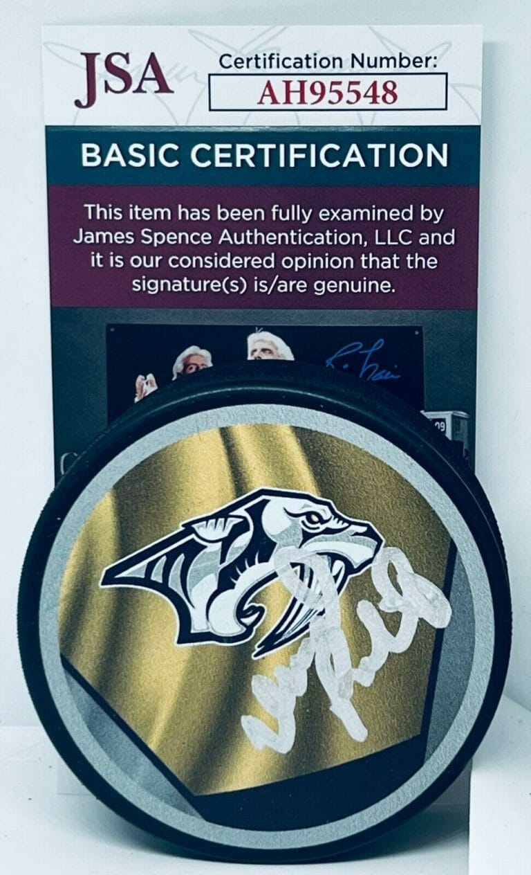 DAVID POILE SIGNED NASHVILLE PREDATORS REVERSE RETRO PUCK AUTOGRAPHED PREDS JSA COLLECTIBLE MEMORABILIA