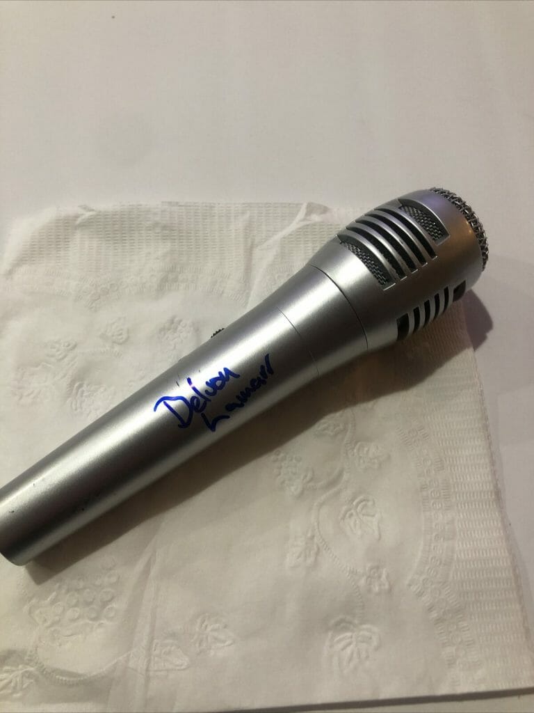 DELVON LAMARR ORGAN TRIO SIGNED AUTOGRAPH MICROPHONE MIC ACOA COA COLLECTIBLE MEMORABILIA