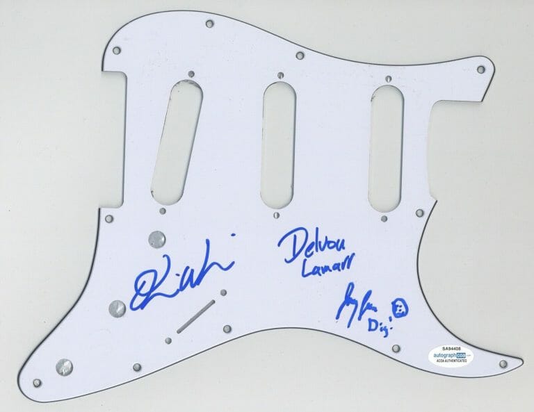 DELVON LAMARR ORGAN TRIO SIGNED AUTOGRAPH STRAT GUITAR PICKGUARD ACOA COA COLLECTIBLE MEMORABILIA