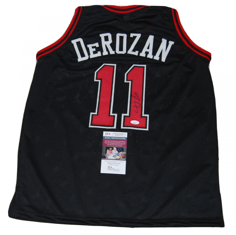 DEMAR DEROZAN SIGNED (CHICAGO BULLS) BLACK CUSTOM BASKETBALL JERSEY JSA AH95779 COLLECTIBLE MEMORABILIA