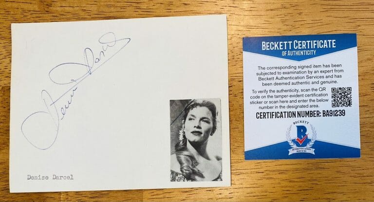 DENISE DARCEL SIGNED AUTOGRAPHED 4×5 CARD BAS BECKETT CERTIFIED VERA CRUZ
 COLLECTIBLE MEMORABILIA
