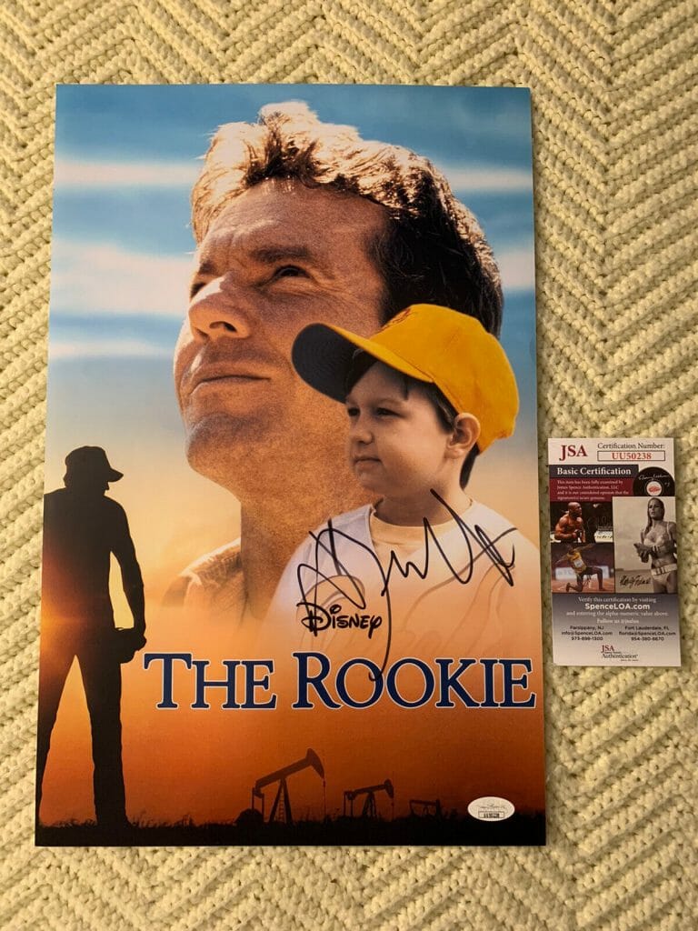 DENNIS QUAID SIGNED THE ROOKIE MOVIE POSTER 11 X 17 JSA AUTHENTICATION COA
 COLLECTIBLE MEMORABILIA