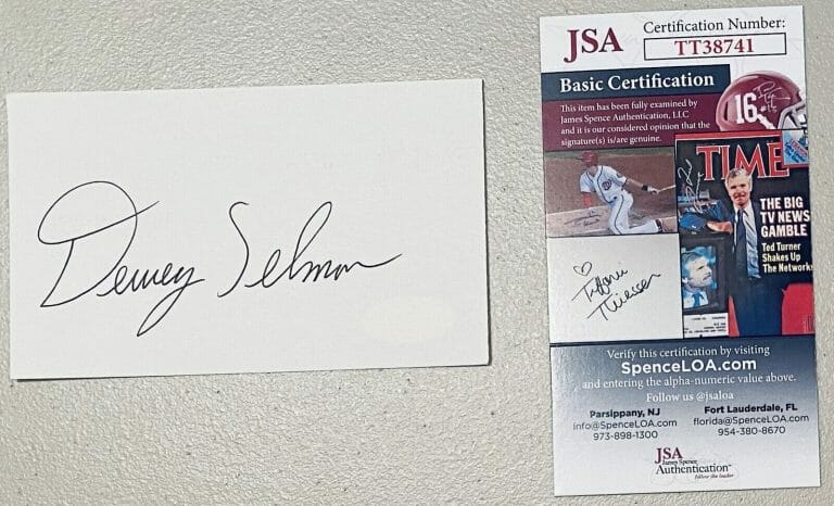 DEWEY SELMON SIGNED AUTOGRAPHED 3×5 CARD JSA CERT TAMPA BAY BUCCANEERS OKLAHOMA
 COLLECTIBLE MEMORABILIA