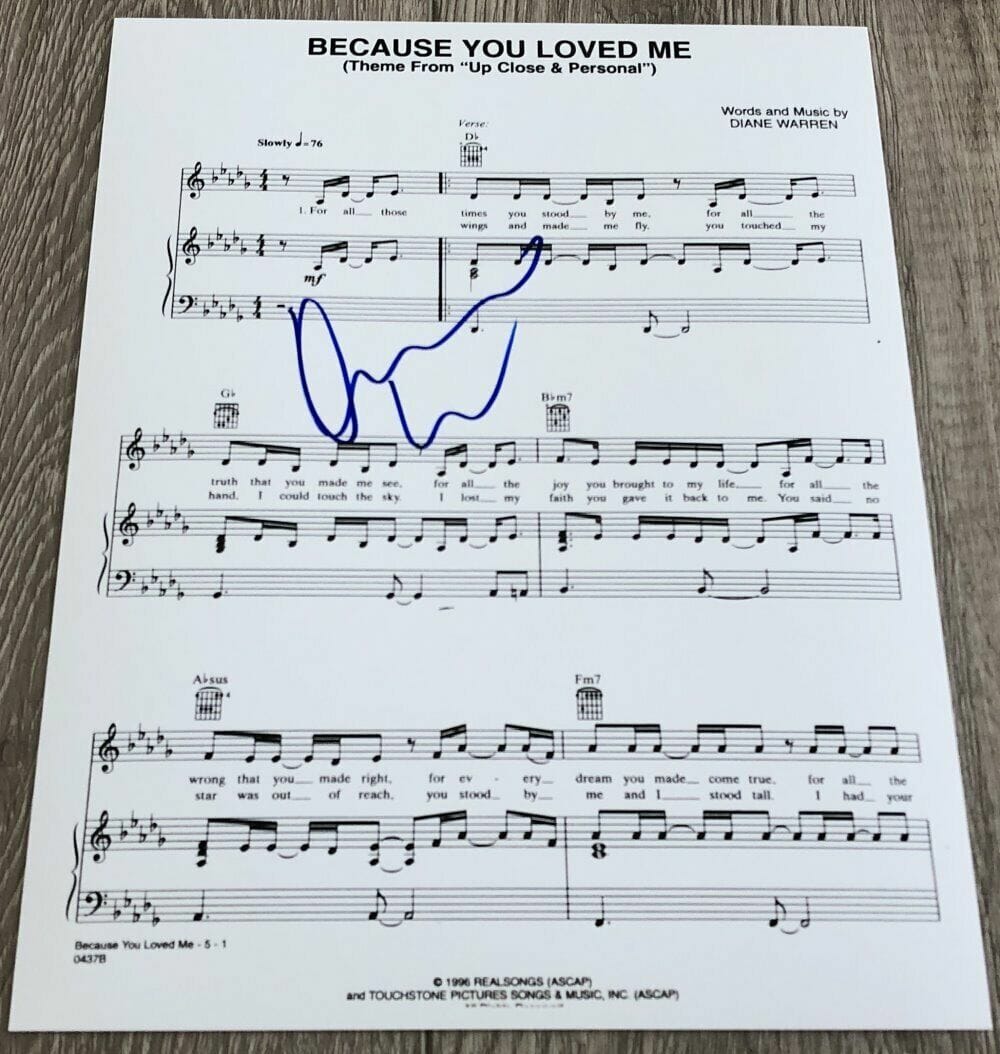 DIANE WARREN SIGNED BECAUSE YOU LOVED ME ORIGINAL SCORE SHEET MUSIC wEXACT PROOF
Opens in a new window or tab