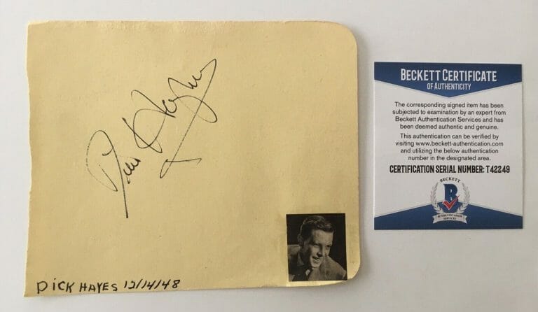DICK HAYMES SIGNED AUTOGRAPHED 4.25 X 5.25 ALBUM PAGE BAS BECKETT CERTIFIED
 COLLECTIBLE MEMORABILIA