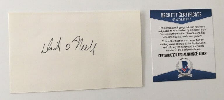 DICK O’NEILL SIGNED AUTOGRAPHED 3×5 CARD BAS BECKETT CERTIFIED THE JERK
 COLLECTIBLE MEMORABILIA