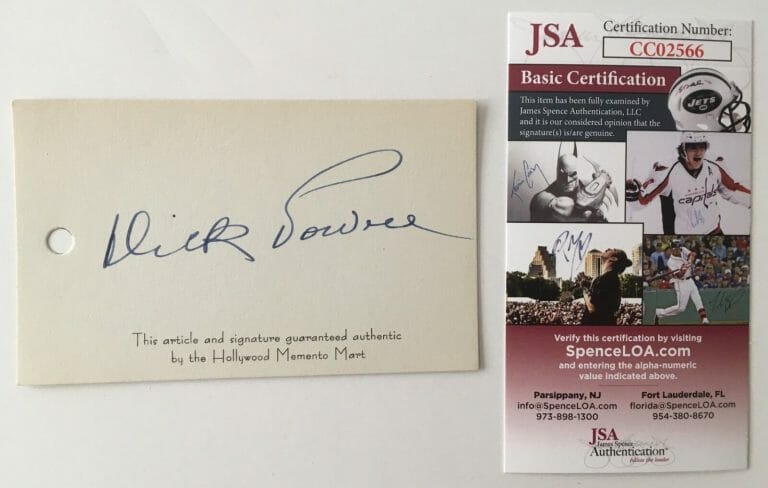 DICK POWELL SIGNED AUTOGRAPHED 3×5 CARD JSA CERTIFIED PHILIP MARLOWE
 COLLECTIBLE MEMORABILIA