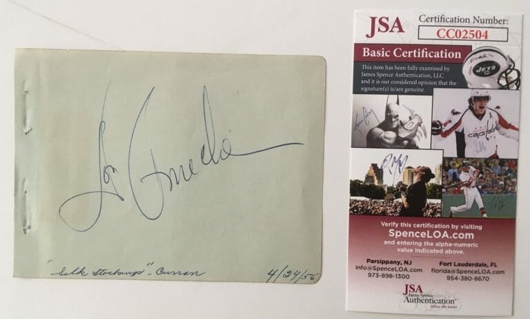 DON AMECHE SIGNED AUTOGRAPHED 4×5 ALBUM PAGE JSA CERTIFIED COCOON
 COLLECTIBLE MEMORABILIA