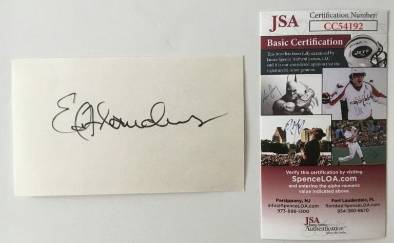 ED FLANDERS SIGNED AUTOGRAPHED 3×5 CARD JSA CERTIFIED ST. ELSEWHERE
 COLLECTIBLE MEMORABILIA