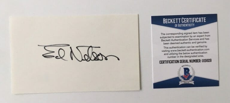 ED NELSON SIGNED AUTOGRAPHED 3×5 CARD BECKETT BAS CERTIFIED PEYTON PLACE
 COLLECTIBLE MEMORABILIA