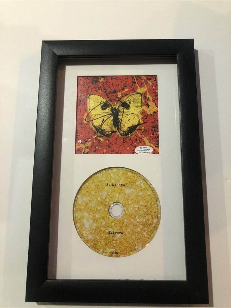 ED SHEERAN SIGNED AUTOGRAPH FRAMED CD DISPLAY SHIVERS ACOA COA POP STAR COLLECTIBLE MEMORABILIA