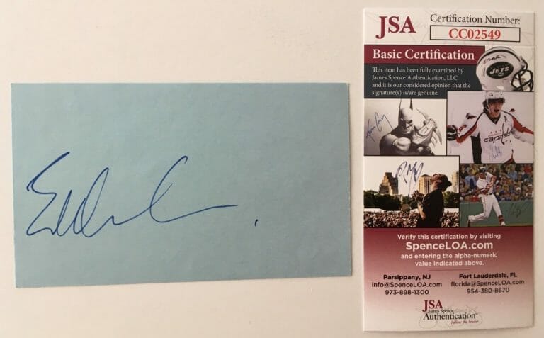 EDDIE CIBRIAN SIGNED AUTOGRAPHED 3×5 CARD JSA CERTIFIED
 COLLECTIBLE MEMORABILIA