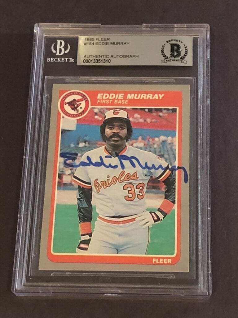EDDIE MURRAY SIGNED 1985 FLEER CARD #184 BECKETT AUTHENTICATED BAS COLLECTIBLE MEMORABILIA