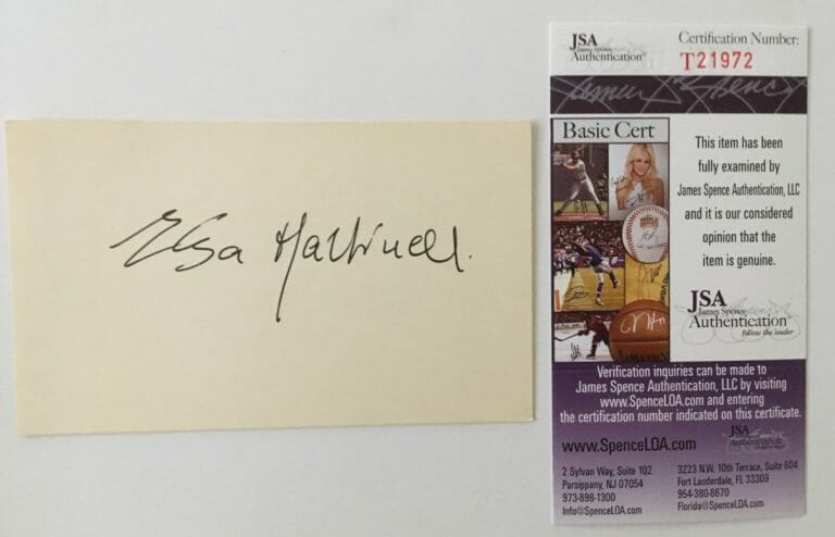 ELSA MAXWELL SIGNED AUTOGRAPHED 3×5 CARD JSA CERTIFIED GOSSIP COLUMNIST HOSTESS
 COLLECTIBLE MEMORABILIA