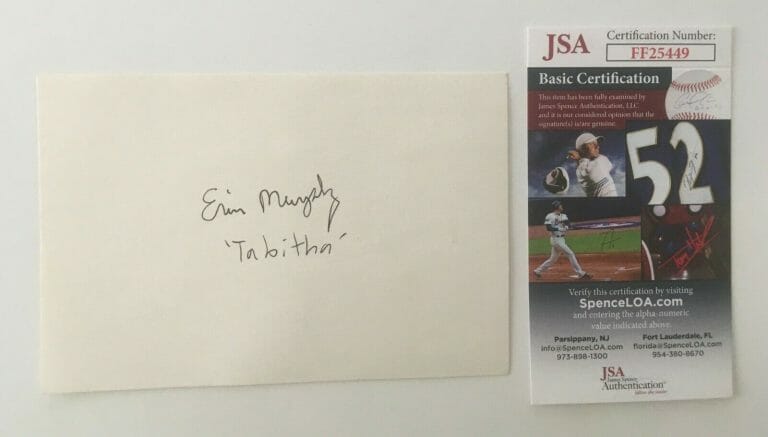 ERIN MURPHY SIGNED AUTOGRAPHED 4×6 CARD JSA CERTIFIED BEWITCHED
 COLLECTIBLE MEMORABILIA