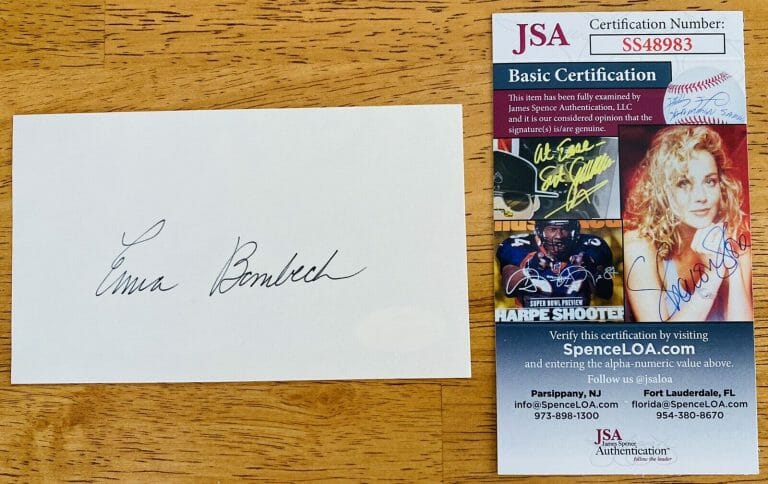 ERMA BOMBECK SIGNED AUTOGRAPHED 3×5 CARD JSA CERTIFIED AUTHOR HUMORIST
 COLLECTIBLE MEMORABILIA