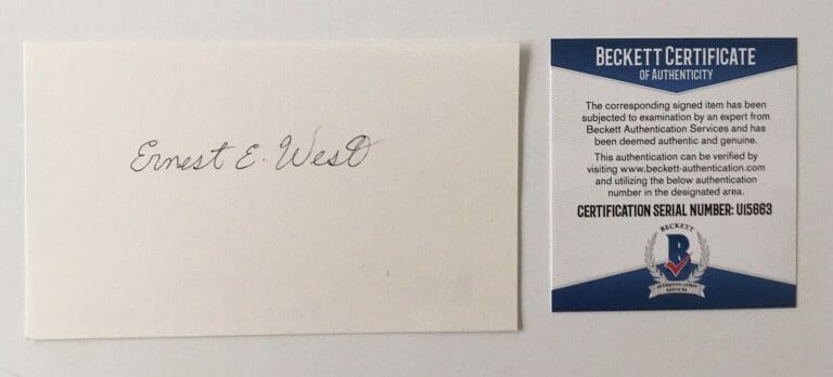ERNEST WEST SIGNED AUTOGRAPHED 3×5 CARD BAS BECKETT CERTIFIED MEDAL OF HONOR MOH
 COLLECTIBLE MEMORABILIA