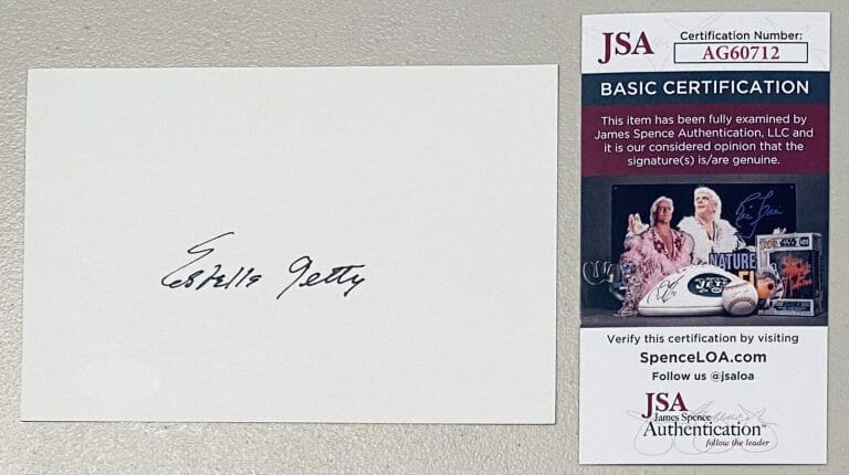 ESTELLE GETTY SIGNED AUTOGRAPHED 4×6 CARD JSA CERTIFIED GOLDEN GIRLS SOPHIA
 COLLECTIBLE MEMORABILIA