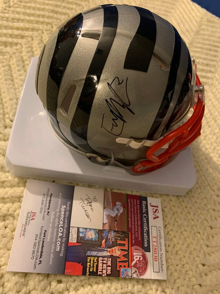 EVAN MCPHERSON BENGALS SIGNED FLASH MINI HELMET AUTOGRAPH JSA AUTHENTICATED COA
 COLLECTIBLE MEMORABILIA