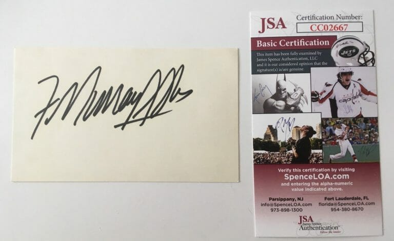 F. MURRAY ABRAHAM SIGNED AUTOGRAPHED 3×5 CARD JSA CERTIFIED
 COLLECTIBLE MEMORABILIA