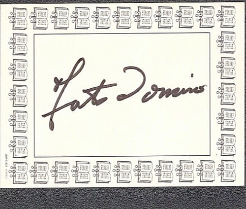 FATS DOMINO SIGNED AUTOGRAPH 3×4 INCH BOOKPLATE COLLECTIBLE MEMORABILIA