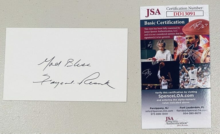 FAYE RESNICK SIGNED AUTOGRAPHED 3×5 CARD JSA CERTIFIED O.J. SIMPSON TRIAL
 COLLECTIBLE MEMORABILIA