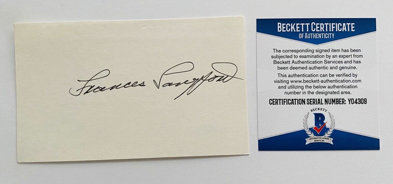 Frances Langford Signed Autographed 3x5 Card BAS Beckett Yankee Doodle Dandy
Opens in a new window or tab