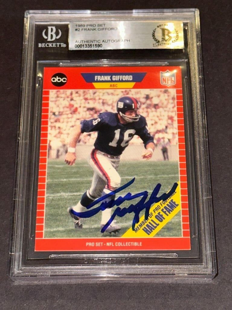 FRANK GIFFORD SIGNED 1989 PRO SET CARD #2 BECKETT AUTHENTICATED BAS COLLECTIBLE MEMORABILIA