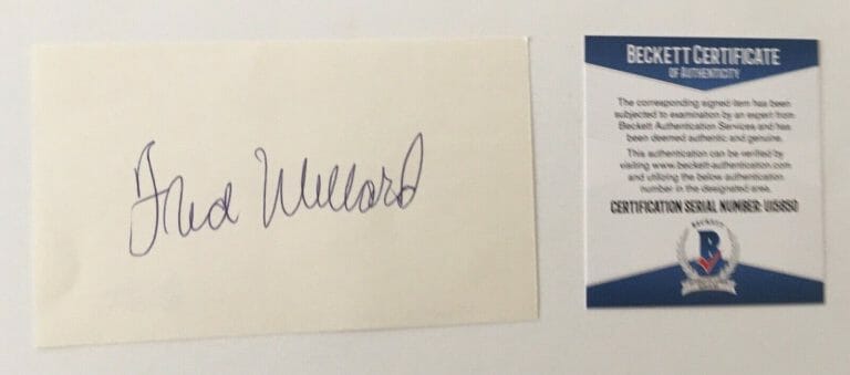 FRED WILLARD SIGNED AUTOGRAPHED 3×5 CARD BAS BECKETT CERTIFIED ANCHORMAN
 COLLECTIBLE MEMORABILIA