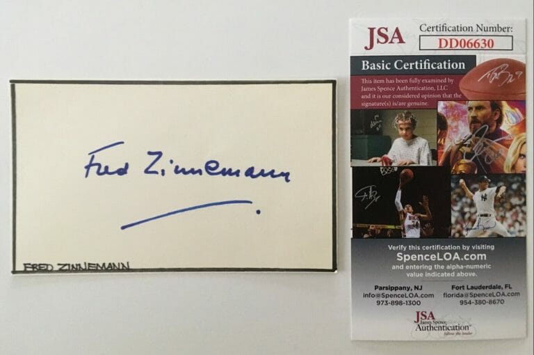 FRED ZINNEMANN SIGNED AUTOGRAPHED 3×5 CARD JSA CERTIFIED FROM HERE TO ETERNITY
 COLLECTIBLE MEMORABILIA