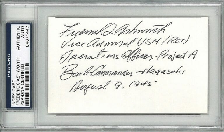 FREDERICK ASHWORTH SIGNED INDEX CARD PSA DNA 84071447 (D) PROJECT ALBERTA COLLECTIBLE MEMORABILIA