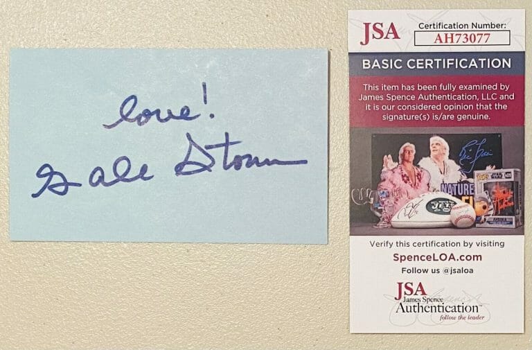 GALE STORM SIGNED AUTOGRAPHED 3×5 CARD JSA CERTIFIED MY LITTLE MARGIE
 COLLECTIBLE MEMORABILIA