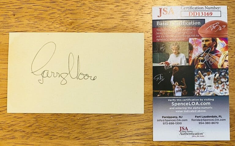 GARRY MOORE SIGNED AUTOGRAPHED 3×5 CARD JSA CERTIFIED GAME SHOW HOST VARIETY
 COLLECTIBLE MEMORABILIA