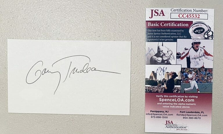 GARRY TRUDEAU SIGNED AUTOGRAPHED 3×5 CARD JSA CERTIFIED DOONESBURY CARTOONIST
 COLLECTIBLE MEMORABILIA